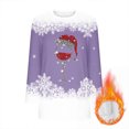 thumbnail image 5 of Women's Long Sweaters with Pockets Sherpa Fleece Christmas Crewneck Pullover Sweatshirt Tunic Tops for Leggings (M, Purple), 5 of 5