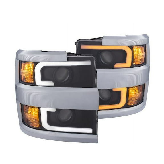 Headlight Set - Compatible with 2015 - 2019 Chevy Silverado 2500 HD 2016 2017 2018