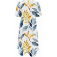 thumbnail image 5 of Robes de Printemps pour Femmes Décontractées Manches 3/4 Longue Robe Évasée Basique Plage Vacances Travail Maxi Robe 2025, 5 of 5