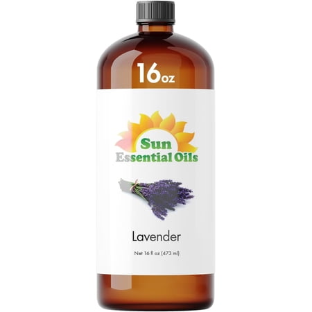 Sun Essential Oil - Lavender Essential Oil 16 oz (473 ml) for Diffuser Humidifier Skin Aromatherapy Massage Scented for Soap & Candle Making at Home Calming Aroma for Sleep