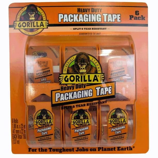 Gorilla Heavy Duty 25 yd 1.88 inch Packaging Tape, 6 pack