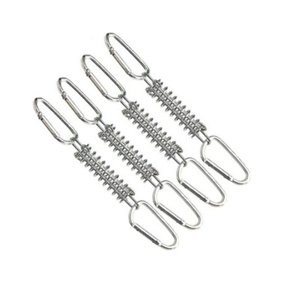 4 Pieces Stainless Steel Tent Tension Spring Buckle Gift Campers Tools Replacement Camping Picnicking Awning Wind Rope Tensioner Carabiners Silver
