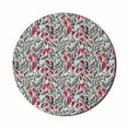 thumbnail image 1 of Retro Mouse Pad for Computers, Colorful Boho Flowers Pattern Swirl Leaves Modern Floral Composition, Round Non-Slip Thick Rubber Modern Gaming Mousepad, 8" Round, Grey and Hot Pink, by Ambesonne, 1 of 2