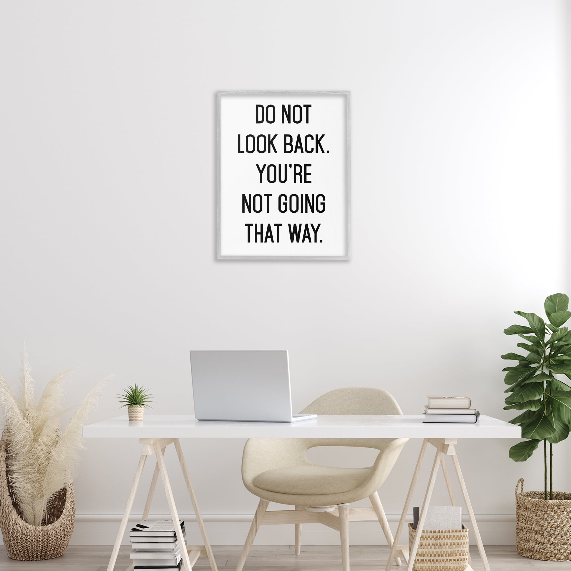 Don't Look Back Motivational Gray Framed Giclee Art, design by Lettered and Lined