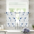 thumbnail image 2 of Tier Curtains, Blue Flower Watercolor Kitchen Curtains, Blue Gray Floral Rod Pocket Window Treatment Tier Pair for Kitchen Bathroom RV Basement Laundry, Set 2, 26 Inch Wide 24 Inch Long, 2 of 6