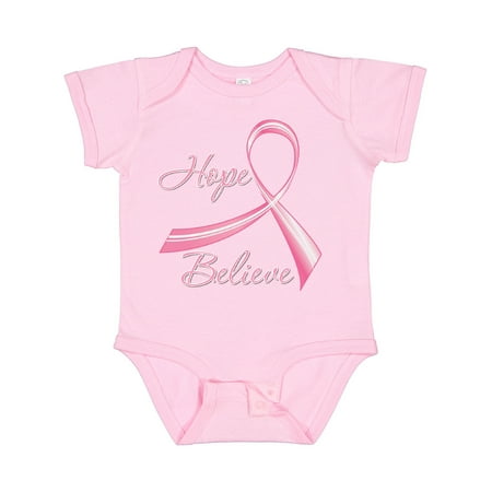 

Inktastic Hope Believe Breast Cancer Ribbon Boys or Girls Baby Bodysuit