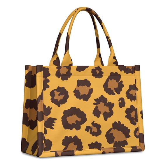 Large Capacity Tote Bag,Yellow and Black Of Leopard Print Handbag Fashion Luxury Tote Bag,15.7"x13"x 5.1" Inches,Laptop Compatible