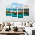 thumbnail image 3 of Elephant Stock Bermuda Beach Houses Wall Art - Horizontal Multi Panel Canvas - Living Room Wall Decor - Beach Multi Panel - Blue And Teal Decor - 84" x 54", 3 of 8