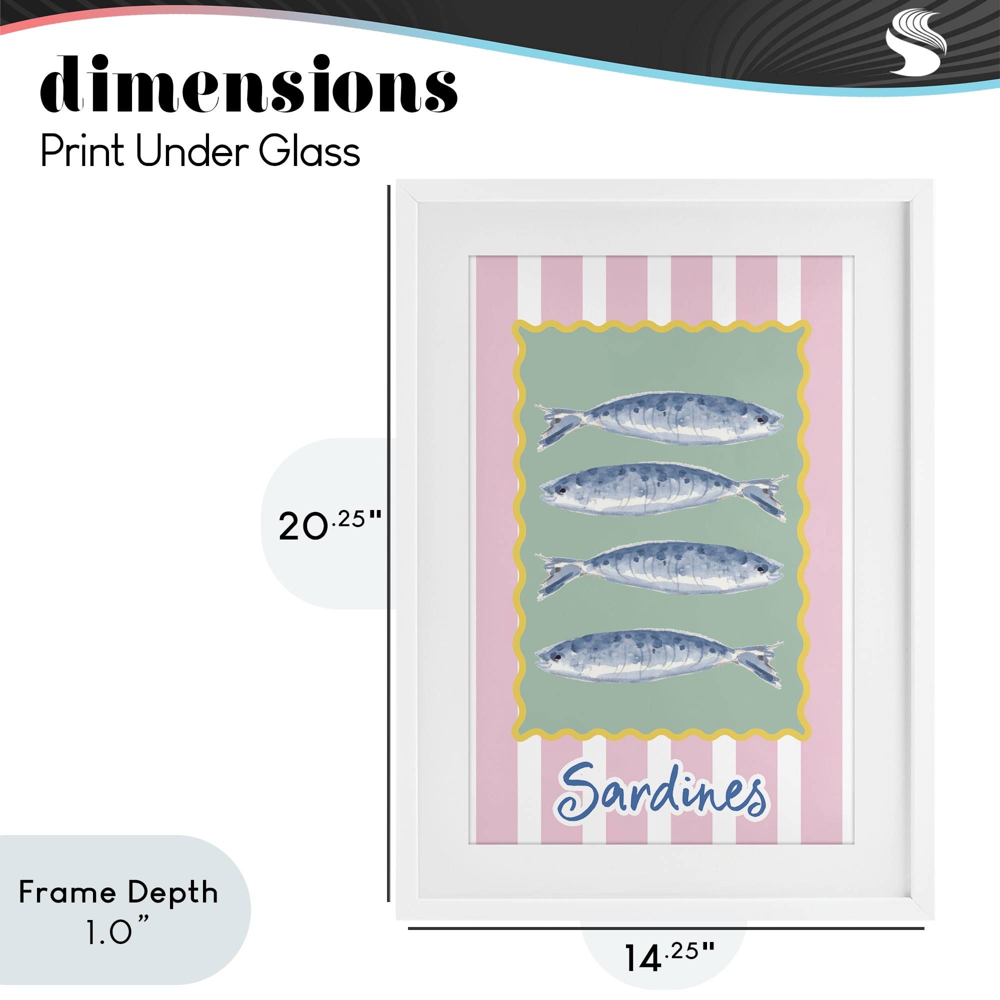 Stupell Industries Pastel Striped Sardines White Framed Print Under Glass, design by Patricia Pinto