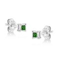 thumbnail image 3 of .925 Sterling Silver 1/10 Cttw Miracle Set Princess-Cut Treated Green Diamond Stud Earrings (Green Color, I1-I2 Clarity), 3 of 6
