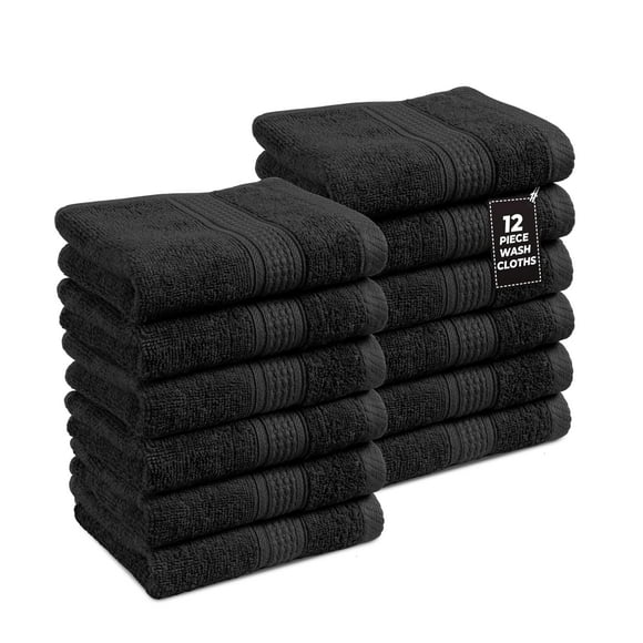 Toallita LANE LINEN, 100% algodón, 13 x 13 cm, 12 unidades, color negro