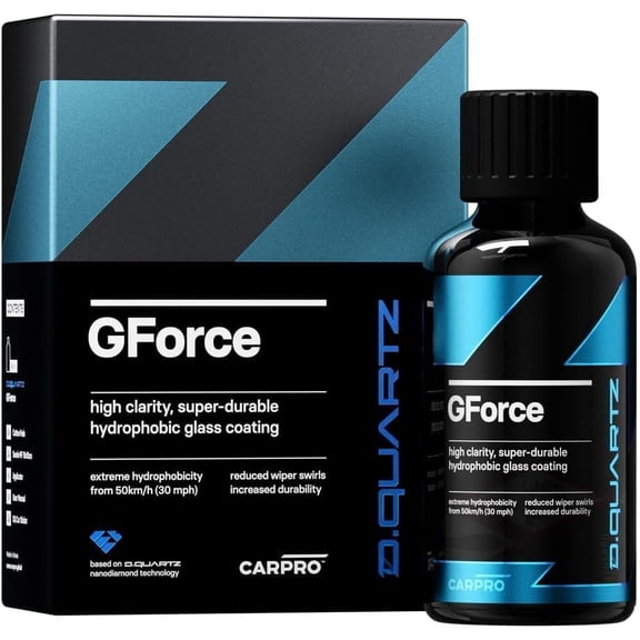 CARPRO DQUARTZ GForce Glass Coating - Windshield & Window Rain Repellent Glass Treatment Sealant Ceramic Coating for Crystal-Clear Vision - Super Durable Hydrophobic Slickness - (10mL w/Eraser)