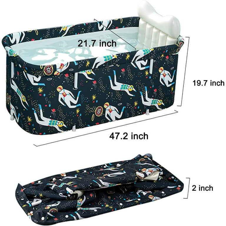 YasTant Portable Collapsible Foldable Bathtub for Adults, 3 Layer PVC SPA  Bathtub Freestanding Tub Blue 