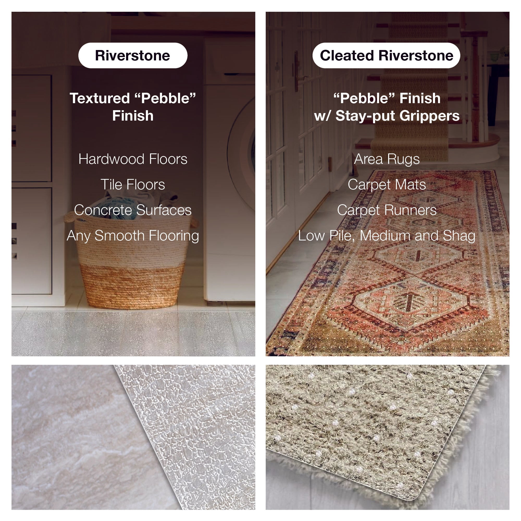 ExactMade Clear Hard Floor Runner, 42 x 42 Inch, USA Made, Safe, 2mm Thick Vinyl, Floor Protector