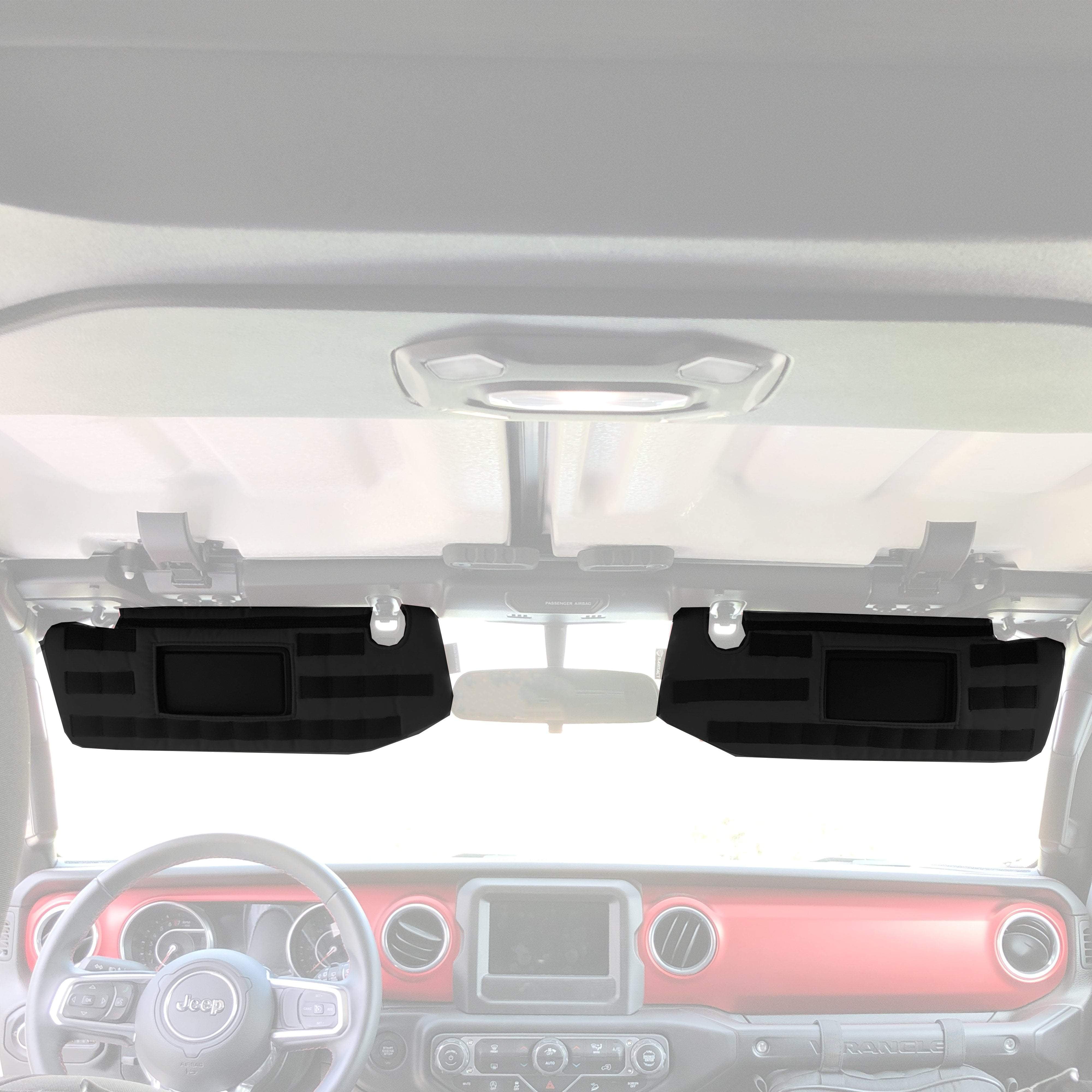MOLLE Visor Covers for Jeep Gladiator 2019 - 2022 JT Truck (w/ Garage Door Opener Cut-out) w/ PALS/MOLLE (pair)