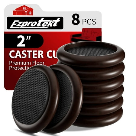 8 PCS Furniture Casters, 2'' Non Slip Wood Furniture Pads for Hardwood Floors, Sofas Beds Chairs Coasters with Anti-Slide Round EVA Pads