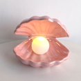 thumbnail image 2 of JUNWELL Shell Pearl Design Night Light Ceramics Desktop Ornament Bedside Decorative Lamp Home Decor Lamp for Bedroom (Pink), 2 of 6