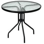 32" Outdoor Round Tempered Glass Top Table with Umbrella Hole