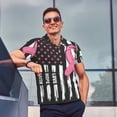 thumbnail image 4 of Xecao Ribbon Breast Cancer Awareness Pattern Men’s Polo Shirt with Buttoned Collar Soft Breathable Casual Polo Shirt for Work, Leisure, and Outdoor Activities-X-Large, 4 of 6