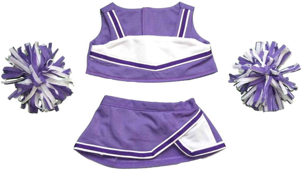 Purple & White Cheerleader Uniform Teddy Bear Clothes Fits Most 14-18 Build-A-Bear and Make Your Own Stuffed Animals