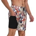 thumbnail image 2 of Lsque Maillot de Bain Homme Motif Étoile de Mer - Doublure de Compression - Short de Bain de Plage - (P-3TG) - Extensible Séchage Rapide - Grand, 2 of 6