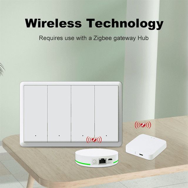 Tuya ZigBee Smart Switch Neutral Wire Optional Intelligent US Wall Button Light Switch AC100-240V for Alexa 4Gang
