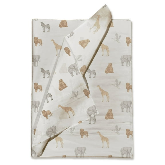 Pro Supply Global Safari Animals Printed Tissue Paper for Gift Bags or Boxes and Wrapping - Baby Shower Bulk Decorative Art Tissue Paper for Packaging and Gifting | 24 Sheets 20" x 30"