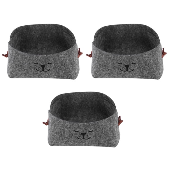 3 unids/set cesta de almacenamiento caja de almacenamiento de escritorio de fieltro organizador de almacenamiento plegable para monedas llaves Snack TV Control remoto teléfono gris