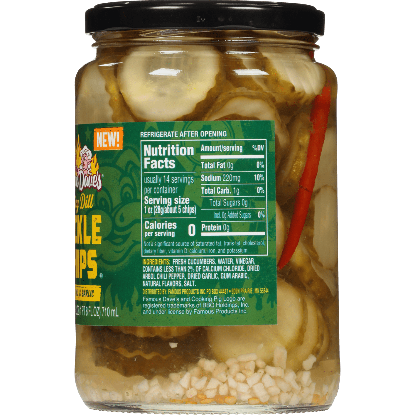(3 pack) Famous Dave's Spicy Dill Chips, 24 fl oz Jar