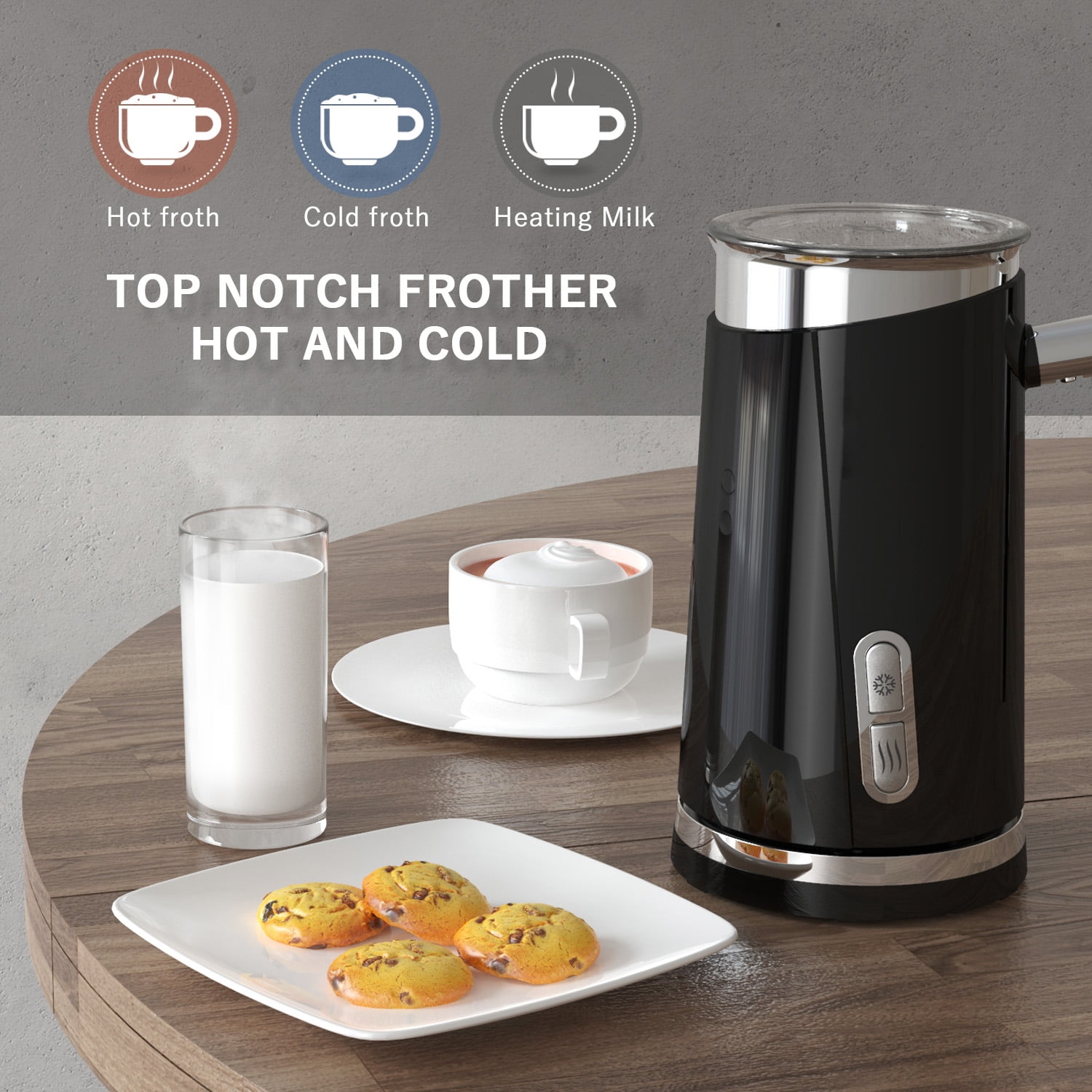 Huogary Automatic Milk Steamer, Milk Frother and Steamer with Hot and Cold  Froth Function, Hot Chocolate Maker and Electric Milk Heater, Foam Maker