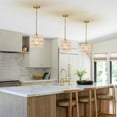 thumbnail image 6 of 3 Pack Gold Glass Pendant Light with White Ceramic Flowers Small Ceiling Pendant Light Fixture 1-Light for Kitchen Island Sink Dining Room Entryway Hallway, E26, 6 of 6