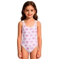 thumbnail image 3 of CCRFTGI Girls Swimsuits Size 7 Summer Cute Bowknot Print Quick Dry High Cut Print Vacation Swimwear Girls One Piece Swimsuits Bathing Suit for Beach Light pink 7-8 Years, 3 of 7