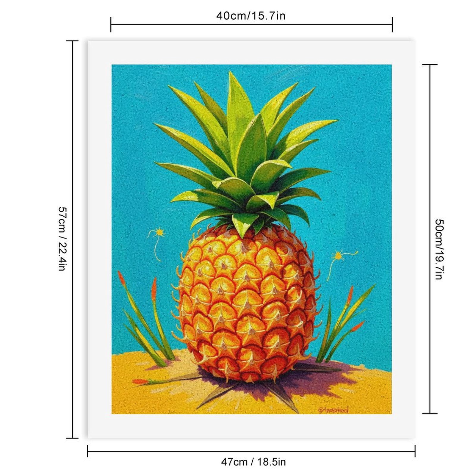Paint By Numbers Kit for Adults Beginner - DIY Pineapple Illustration Vibrant Art Canvas Painting Kits for Adults, Frameless Paint By Number for Adults for Home Wall Decor 16x20 Inch