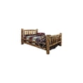 thumbnail image 3 of HomeStock Modern Motifs Queen Spindle Style Log Bed with Rustic Laser Engraved Bear Design and Mortise and Tenon Joinery, Stained, Lacquered Wood, 94"L x 66"W x 47"H, 3 of 5