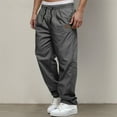thumbnail image 2 of Men Blouses Men's Cargo Pants For Everyday Casual And Wear Loose Fit Straight Leg Trousers With Drawstring Closure For Spring Summer Fall Seasons Grey 2XL, 2 of 5