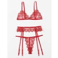 thumbnail image 3 of Gibobby Conjunto de lencería Sujetador + tangas Apelación Liga Ropa de dormir Anillo sexy Ropa interior de Nueva perspectiva Pijamas Lencería de Íntimos de flores(Vino, XXL), 3 of 5