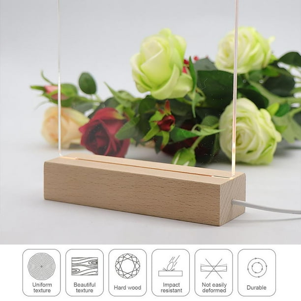 Pantalla de madera LED Base-Rectangle Crystal USB Soporte iluminado para arte de resina Likrtyny Para estrenar