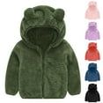 thumbnail image 4 of Toddler Girls Boys Fleece Jackets Double Sided Plush Zip Up Hooded Coat Solid Color Warm Winter Cute Outwear Green 110, 4 of 4