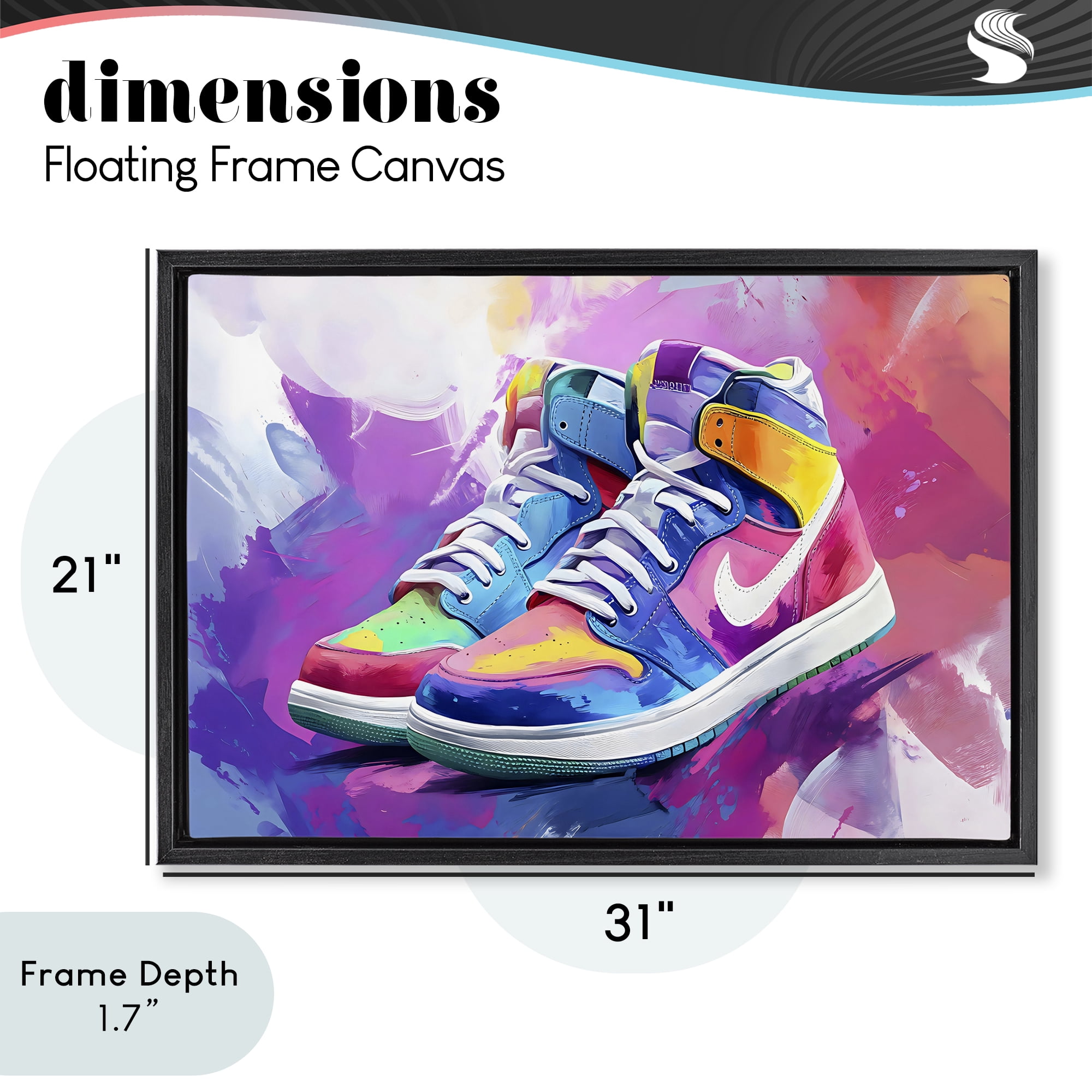 Stupell Industries Stylish Vintage Sneakers Black Framed Floater Canvas Wall Art, design by Creative Studio
