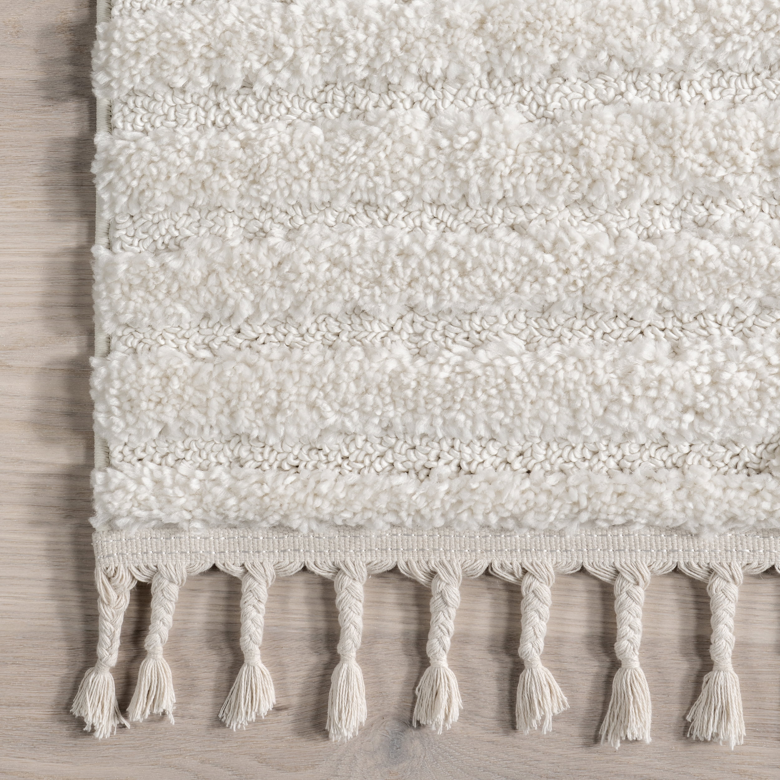 nuLOOM Risette Geometric Shag Tassel Area Rug, 9' x 12', Ivory