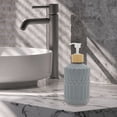 thumbnail image 6 of Unique Bargains 1 Pc Round Bottom Bamboo Grain Soap Dispenser 13.53oz Gray White, 6 of 6