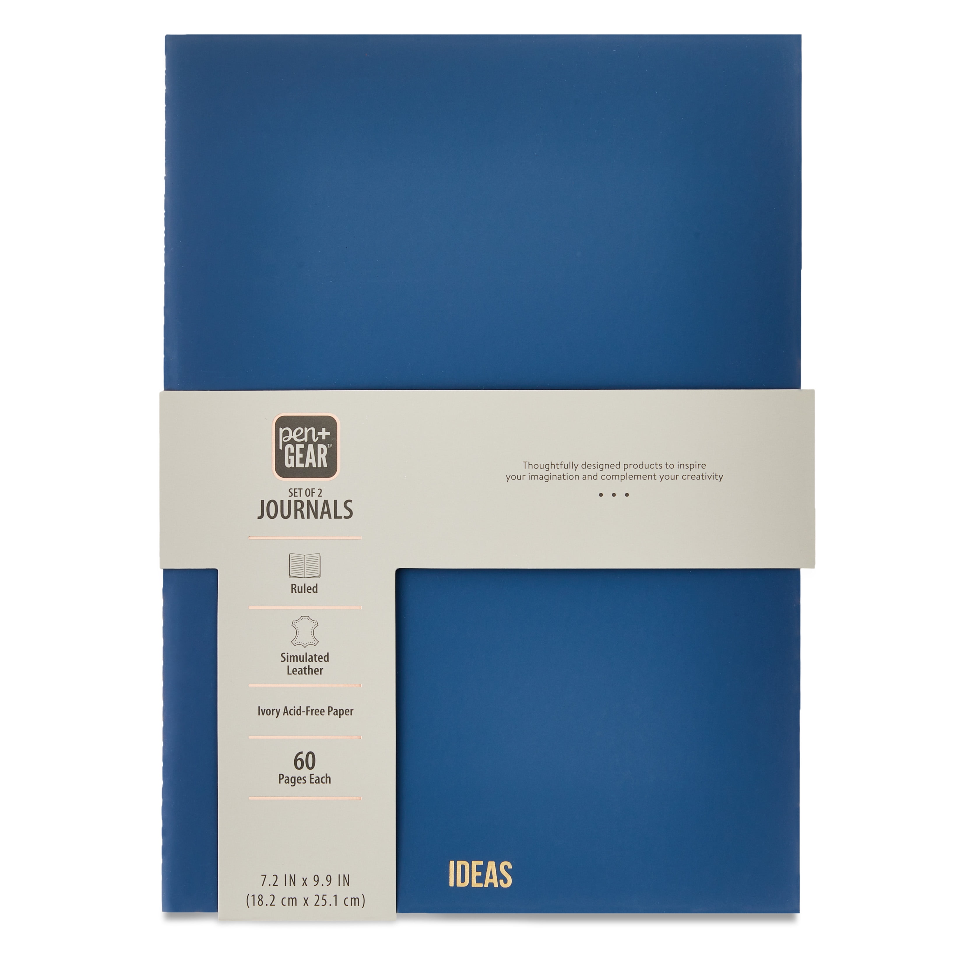 (3 pack) Pen+Gear Simulated Leather Journals, Dusky Taupe & Washed Indigo, 7.2 x .25 x 9.9 in, 60 Pages Each, Set of 2