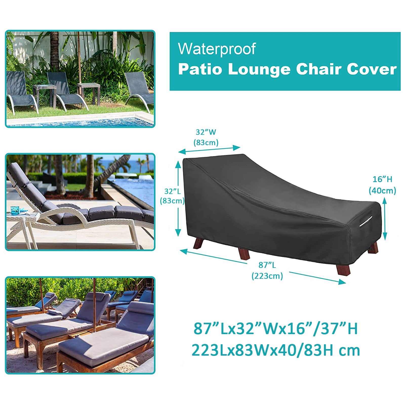 STARTWO Heavy Duty Waterproof Patio Lounge Chair Cover - Outdoor Chaise Lounge from UV and Weather
