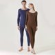 thumbnail image 3 of Jumpingount Conjunto de ropa interior para hombre, calzoncillos largos térmicos elásticos de Color sólido para mujer, capa base cálida, vestido Ropa interior Hombres negros, 3 of 6