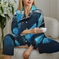 thumbnail image 6 of Fotbe Ice Blue Ocean Cute Dolphin Pattern Long Sleeve Pajama Set for Women,Sleepwear Set,2-piece Loungewear Set,Soft PJs Comfy Nightwear with Pockets -XX-Large, 6 of 7