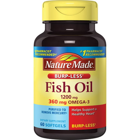 Nature Made Burp sans huile de poisson 1200mg 360mg oméga-3 Complément alimentaire liquide - 60 gélules CT