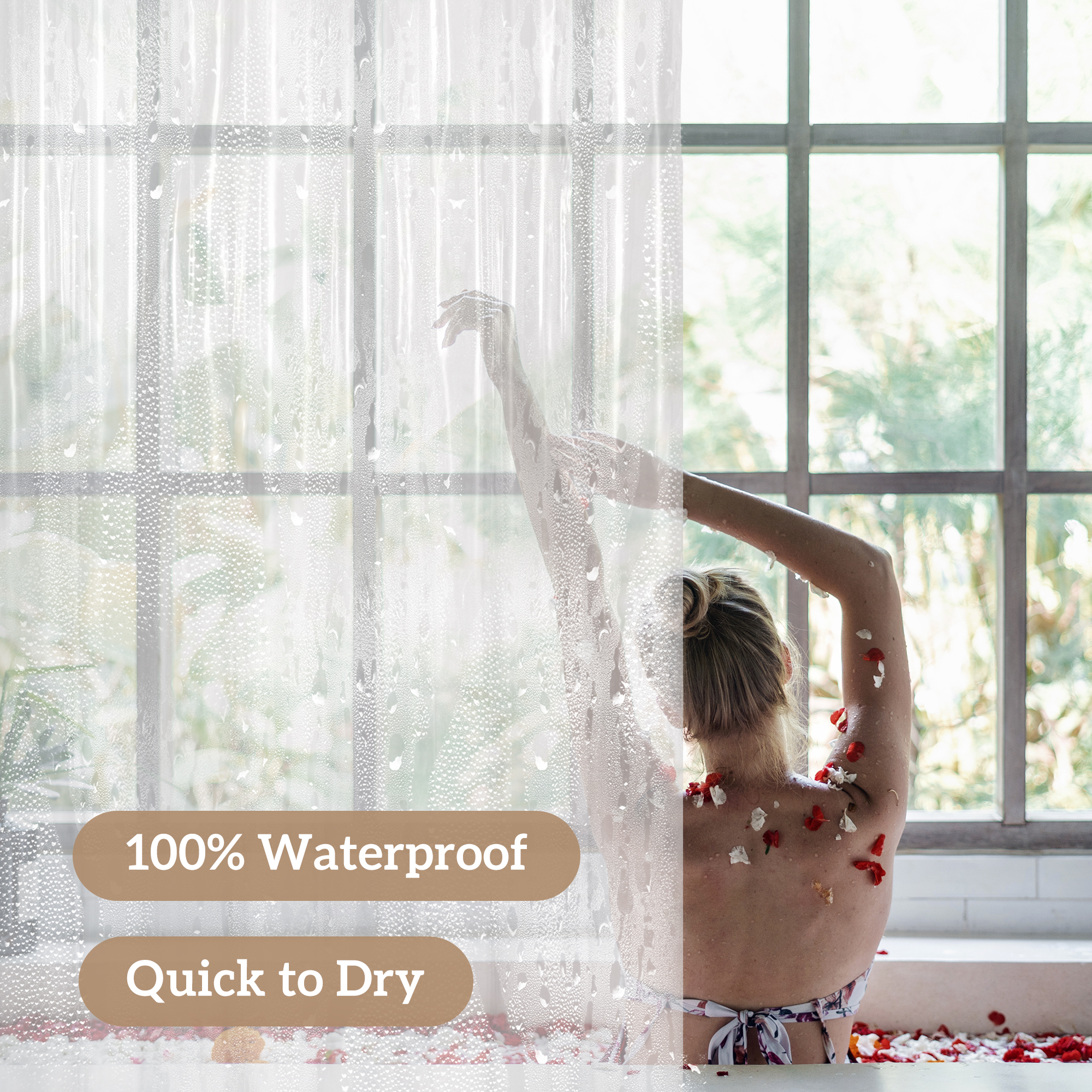 Barossa Design Clear PEVA Shower Curtain Liner, 72" x 72" photo 4