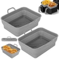 thumbnail image 3 of EASTIN 2Pcs Air Fryer Silicone Pot avec Poignée Réutilisable Air Fryer Doublure Résistant à la Chaleur Antiadhésif Air Fryer Silicone Pan Pliable Air Fryer Accessoires Doublures pour Double Panier Air Fryer O, 3 of 11