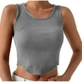 thumbnail image 2 of Njoeus Womens Crew Neck Crop Tank Top Summer Basic Ribbed Knit Crop Tops Sleeveless Shirts Casual Blouses, 2 of 9