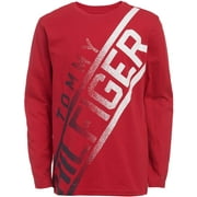 Tommy Hilfiger Boys Tommy Long Sleeve T-Shirt, Crew Neckline, Lightweight 12 Fader Scarlet Sage